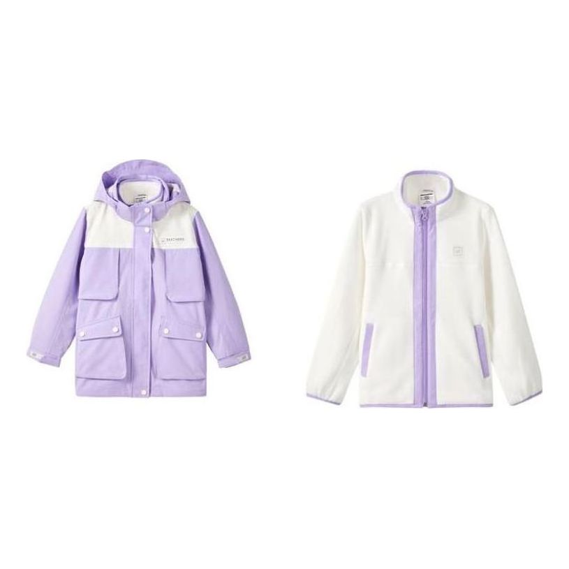 (GS) Skechers Letter Printed 3-In-1 Hooded Jacket 'Purple White' P422G007