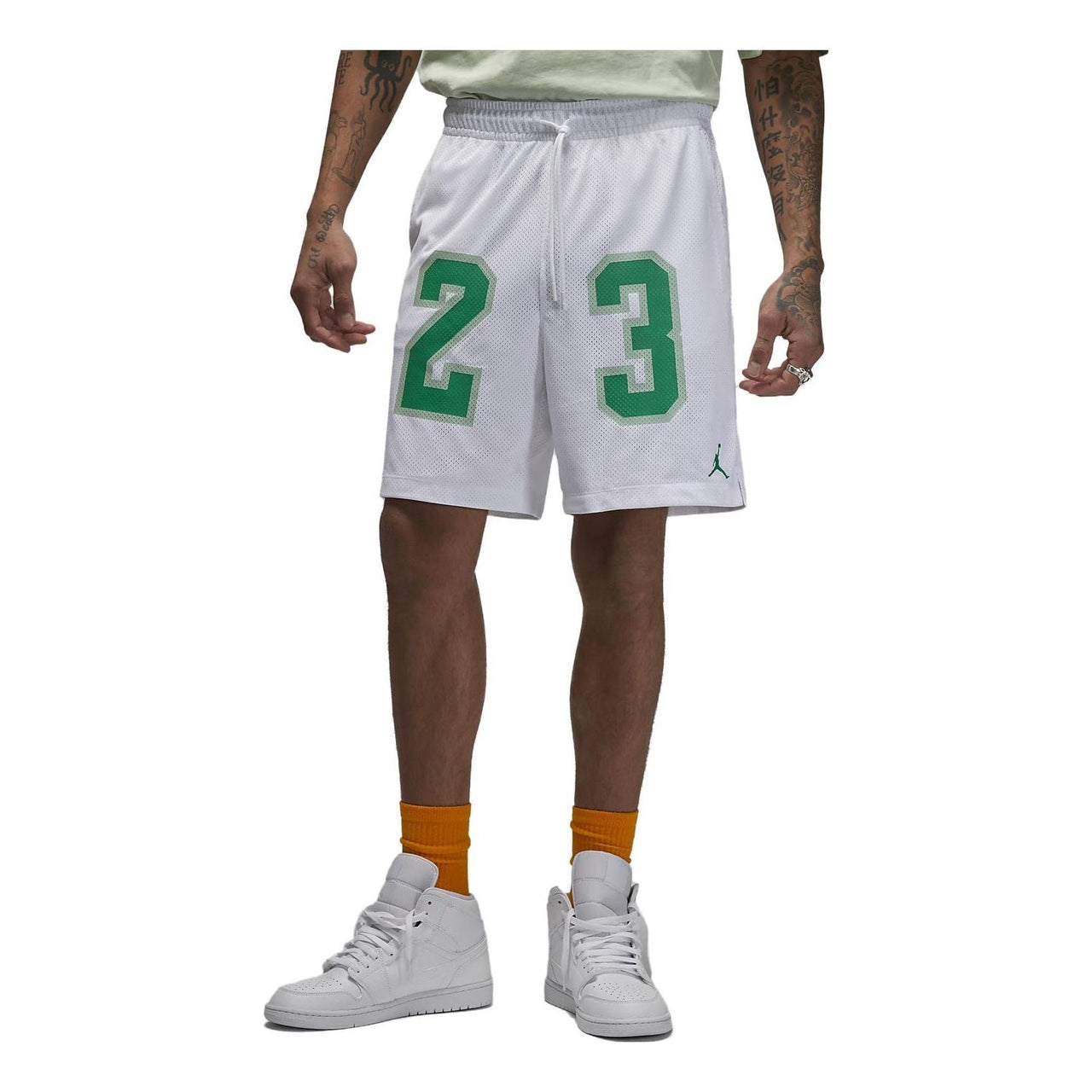 Air Jordan Essentials Graphic Mesh Shorts 'White Green' DX9671-100
