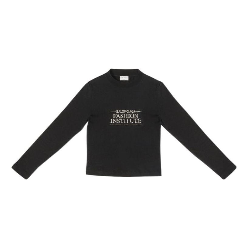 Balenciaga Fashion Institute Long Sleeve T-shirt Medium Fit 'Black' 698124TMVH51073