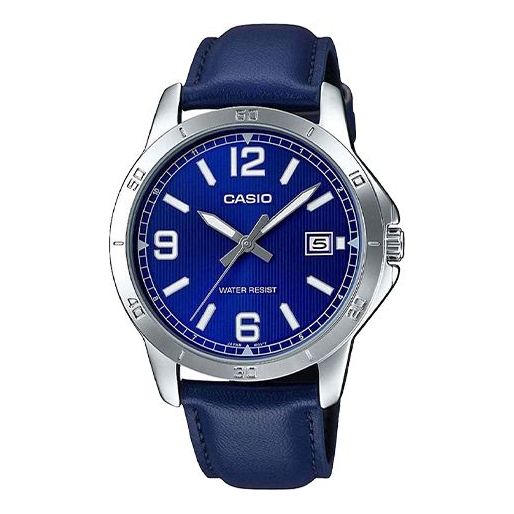 CASIO Casual Leather Band Date Men's Sports Mens Blue Analog MTP-V004L-2BUDF