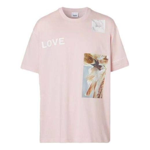 Men's Burberry Printing Cotton Short Sleeve Pink Red 80309441