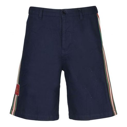 Men's Gucci SS21 Logo Side Stripe Contrasting Colors Loose Shorts Navy Blue 623226-XDA6Z-4641