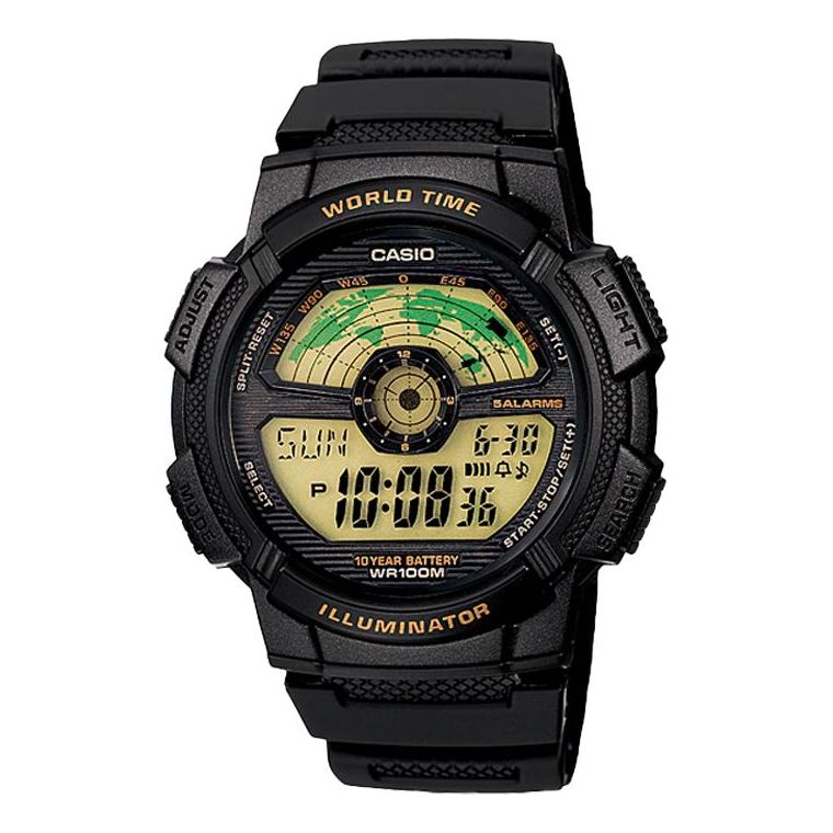 CASIO Sports Waterproof Stainless Steel Strap Mens Black Digital AE-1100W-1BV