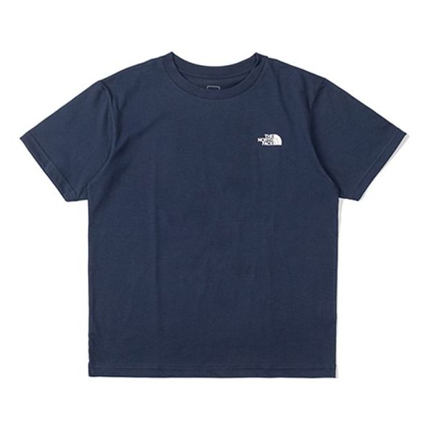 THE NORTH FACE Yosemite Snow Mountain Square Logo Printing Short Sleeve Unisex Navy Blue NT32002A-CM