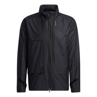 adidas Solid Color Athletic Hooded Zipper Jacket 'Black' H13868