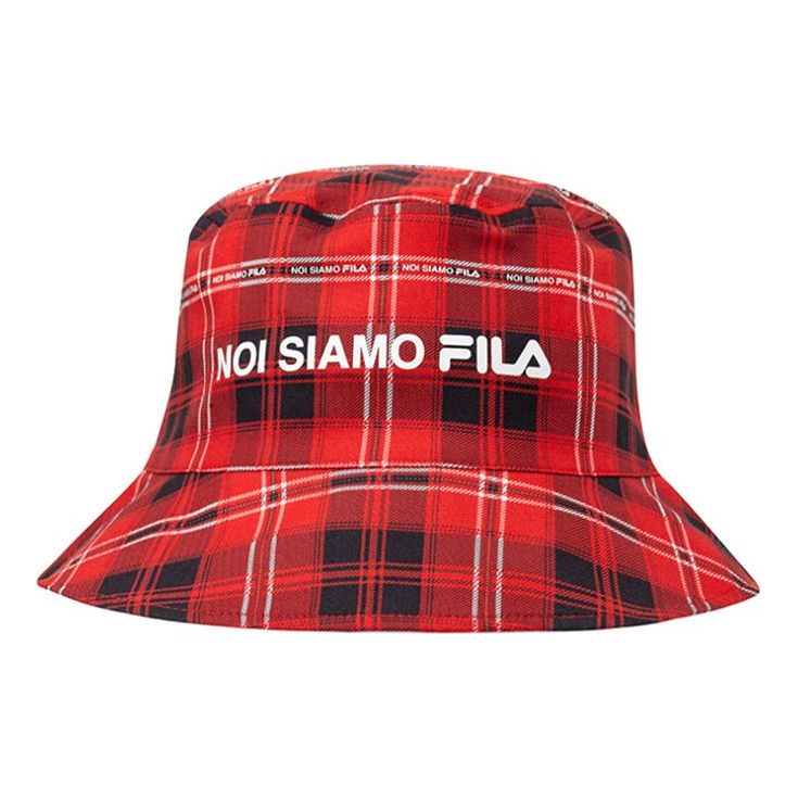 FILA Plaid Red Fisherman's Hat T13U031209F