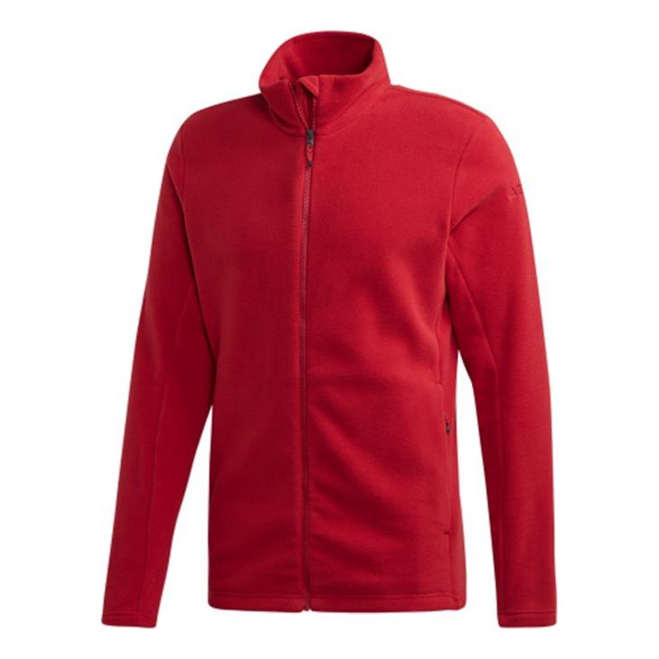 adidas Tivid Fl Jkt Solid Color Zipper Stand Collar Casual Jacket Red DZ5944