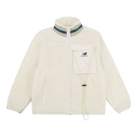 New Balance Stay Warm Stand Collar Knit lamb's wool Jacket Couple Style White AMJ13393-MSU