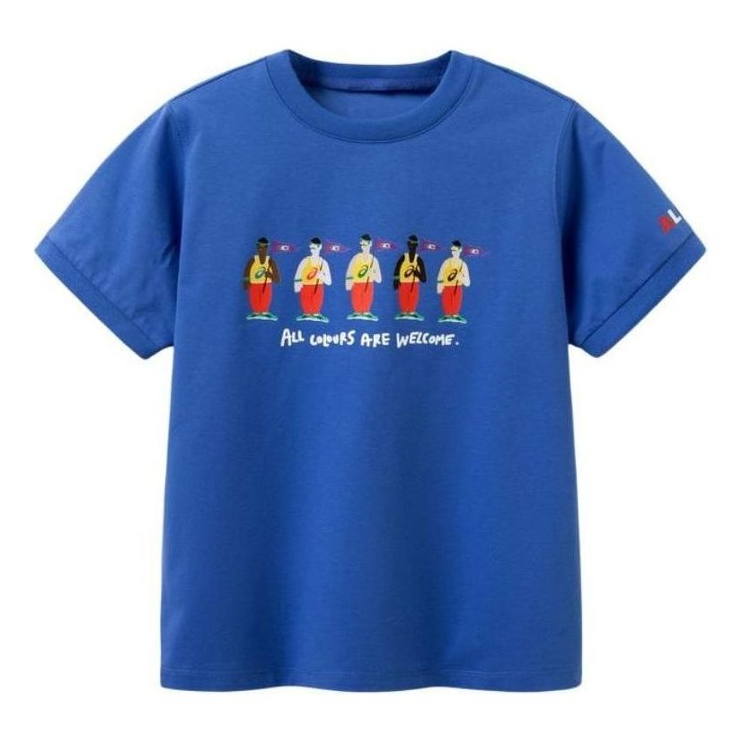 (GS) ASICS Casual Print T-shirt 'Blue' 332241173039-8851