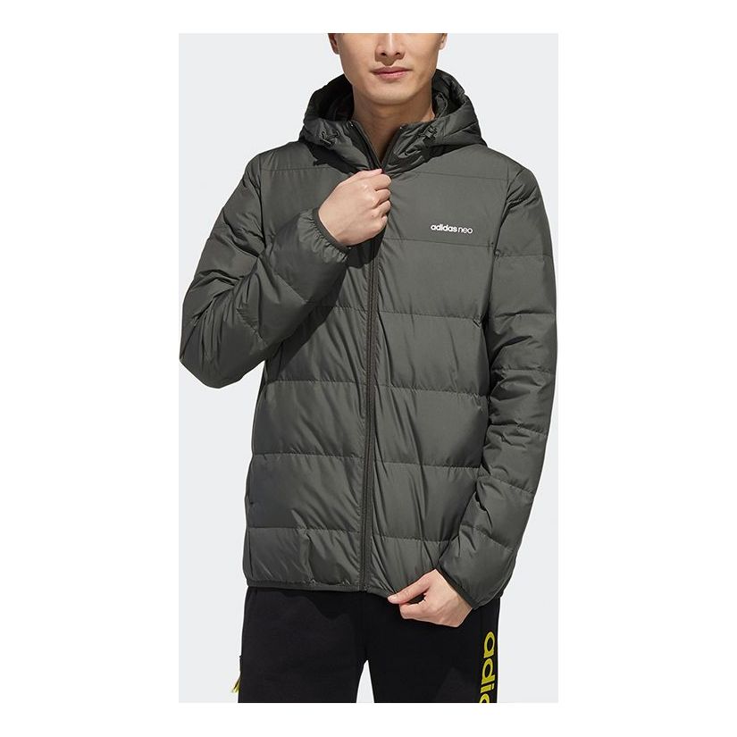 adidas neo M Trans Dwn Jkt Windproof Stay Warm Sports hooded down Jacket Brown GM2326