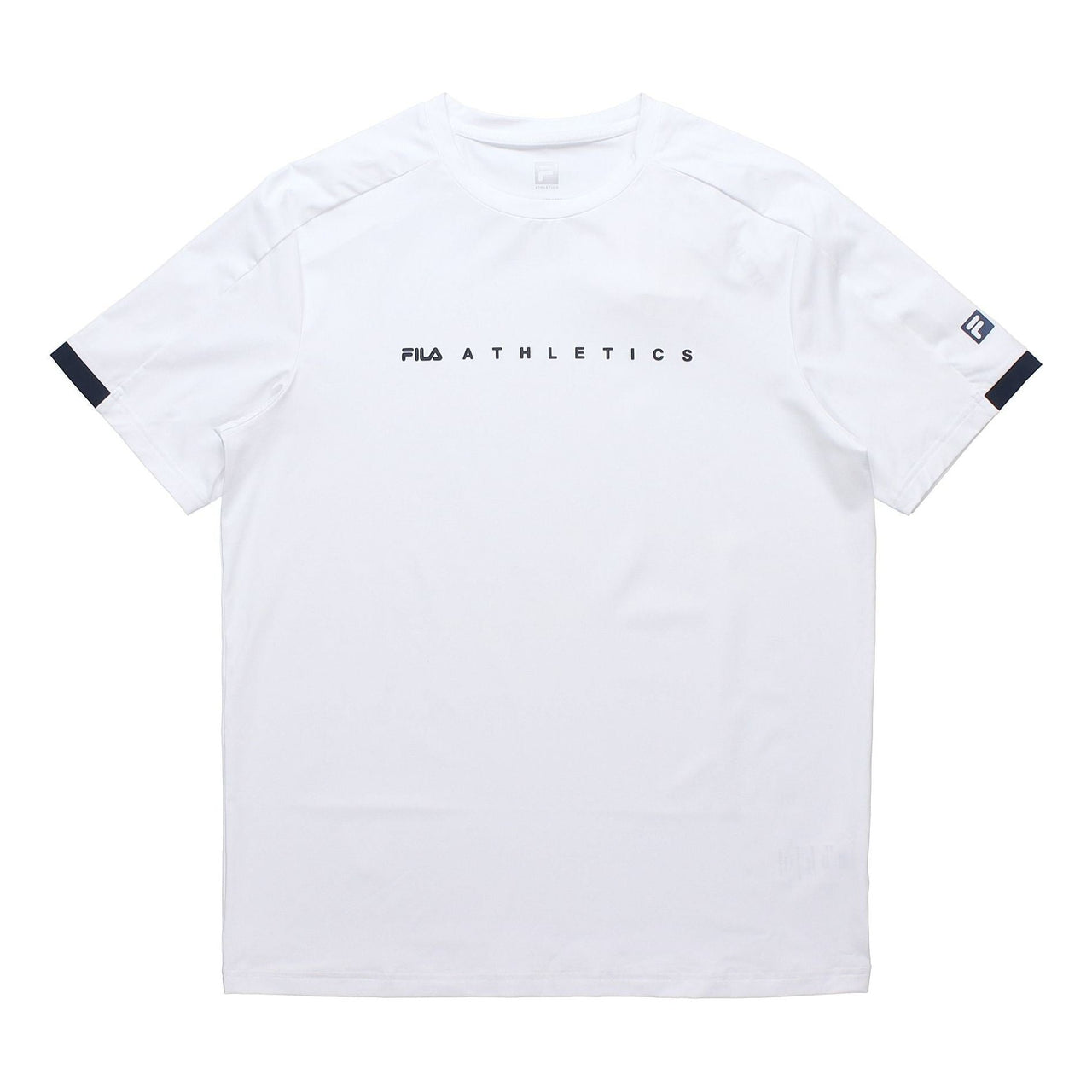 Men's FILA Athletics Round Neck Pullover Casual Sports Short Sleeve White T-Shirt A11M131101F-WT