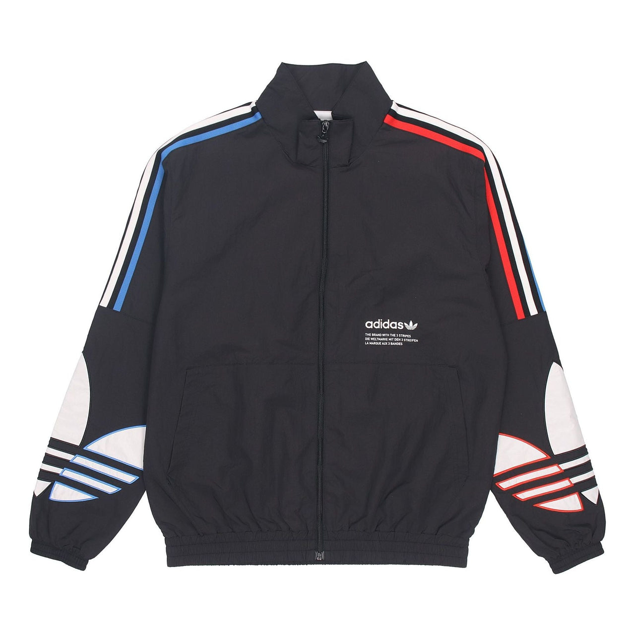 adidas originals Tricol Tt Embroidered Logo Stand Collar Sports Jacket Black GN3582