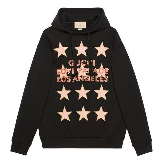 (WMNS) Gucci Logo Love Parade Cotton Hoodie 'Black' 615061-XJEQO-1082
