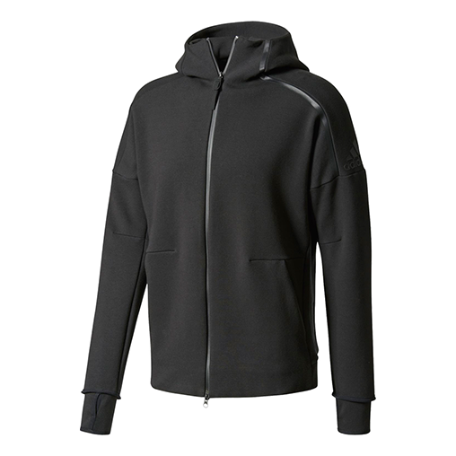 Men's adidas Logo Knit Black Hooded Jacket BQ6925
