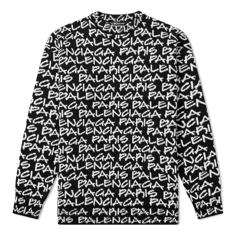 Balenciaga All Over Balenciaga Paris Intarsia Jumper 'Black White' 599826T31701070