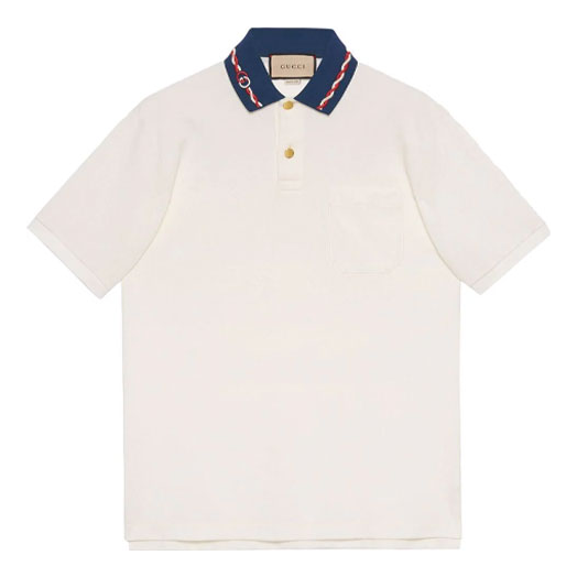 Gucci Stretch Cotton Piquet Polo With Embroidery 'Ivory' 692141-XJD69-9750