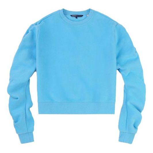 (WMNS) Levi's Solid Color Round Neck Fleece Lined Blue Hoodie 17646-0003