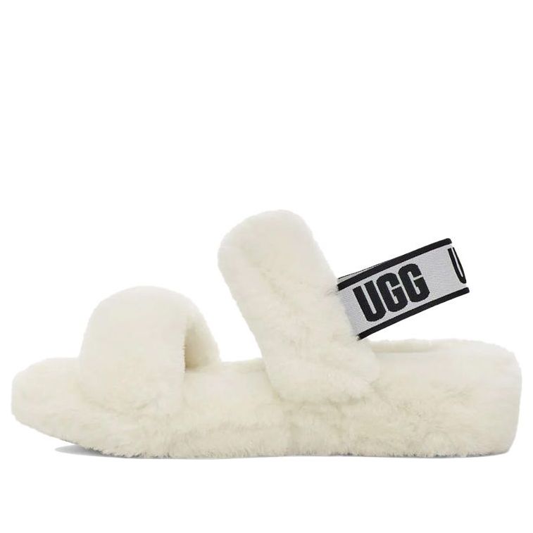 (WMNS) UGG Oh Yeah Thick Sole White Slippers 1107953-WHT
