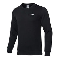 Li-Ning Training Series Solid Color Fleece Lined Stay Warm Round Neck Pullover 'Black' AWDRF59-4