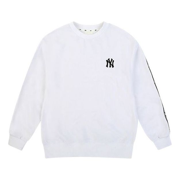 MLB NY New York Yankees Loose Casual Round Neck Long Sleeves Unisex White 31MTT1011-50W