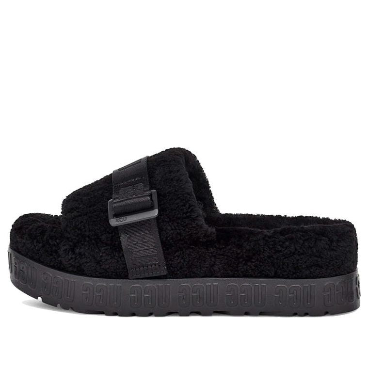 (WMNS) UGG Fluffita Thick Sole Black Slippers 1113475-BLK