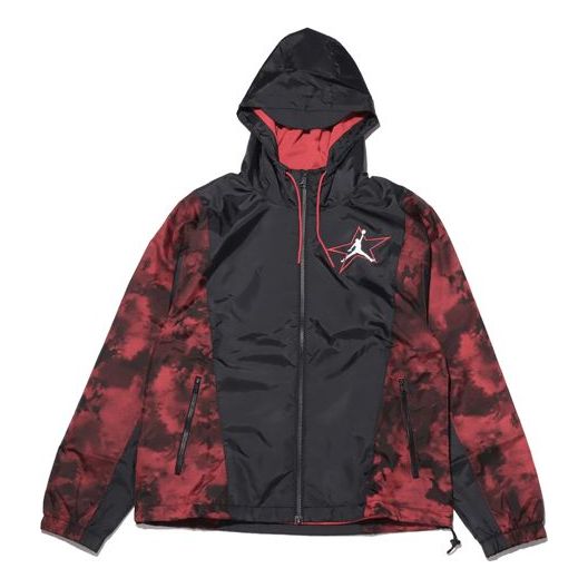 Men's Jordan Legacy AJ6 Lightweight Hooded Woven Jacket Gym Red DD5234-010