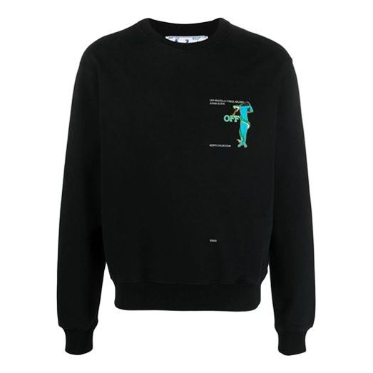 Off-White SS21 Arrows Printing Round Neck Long Sleeves Version Black OMBA025S21FLE0151001