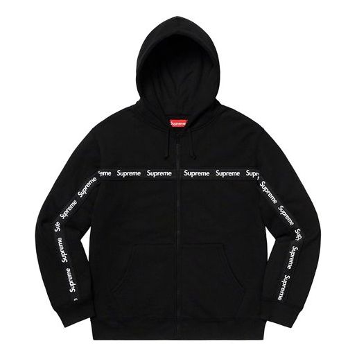 Supreme FW19 Week 9 Text Stripe Zip Up Hooded Sweatshirt SUP-FW19-849