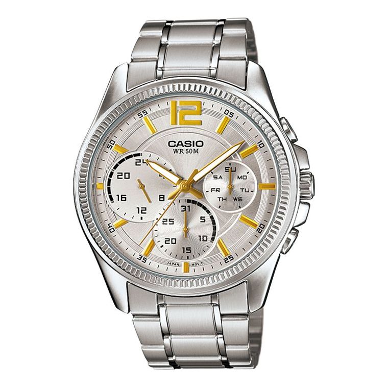 CASIO ENTICERSeries Men'ses Quartz Waterproof Mens Silver Analog MTP-E305D-7AVDF