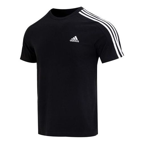 adidas Essentials Single Jersey 3-Stripes T-shirt Asia Sizing 'Black' IC9334