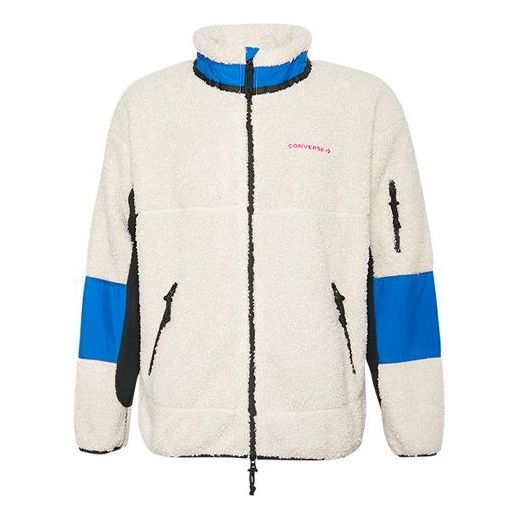 Converse Sherpa Jacket Polar Fleece Stay Warm Colorblock Casual Stand Collar 10018039-101