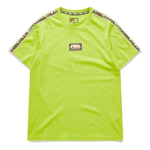 FILA FUSION Multi-Color Alphabet Shoulder Short Sleeve Fluorescence Yellow Green T11M026104F-LG
