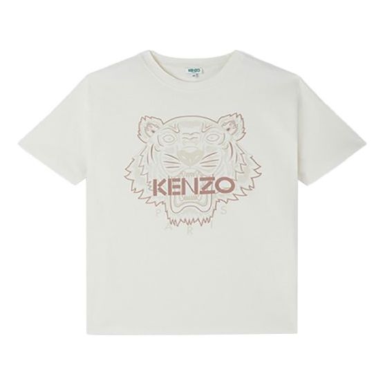 Men's KENZO Series Pattern Short Sleeve Creamy White FA5-5TS071-4V6-02