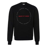 Men's DIOR FW21 Alphabet Embroidered Long Sleeves Pullover Black 333J666-W5864-980