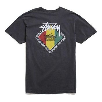 Stussy Reggae Diamond Tee Crown Printing Short Sleeve Unisex Black 1904084