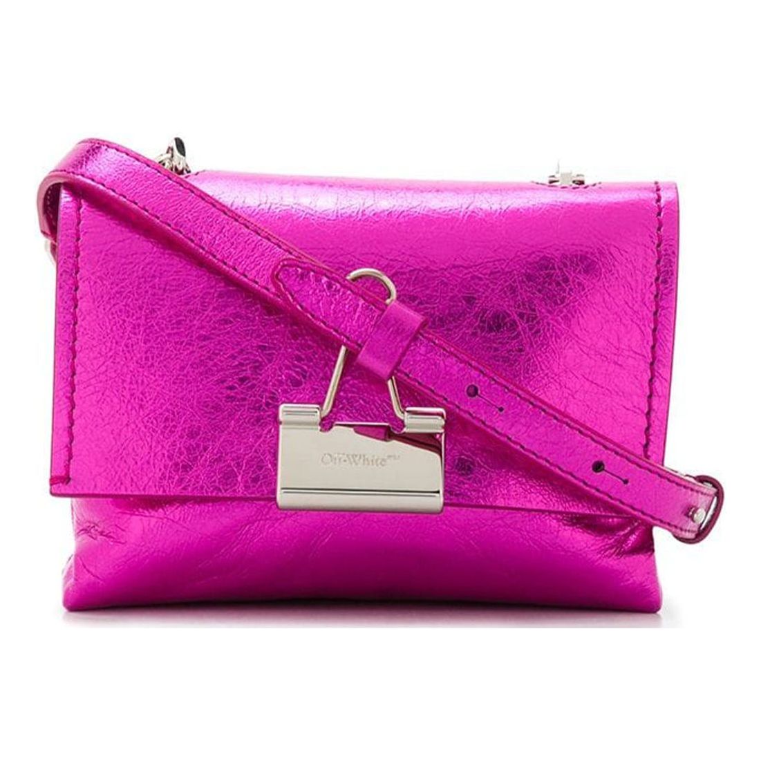 (WMNS) Off-White Binder Clip Metallic Pink Shoulder Bag OWNA121S20LEA0023200
