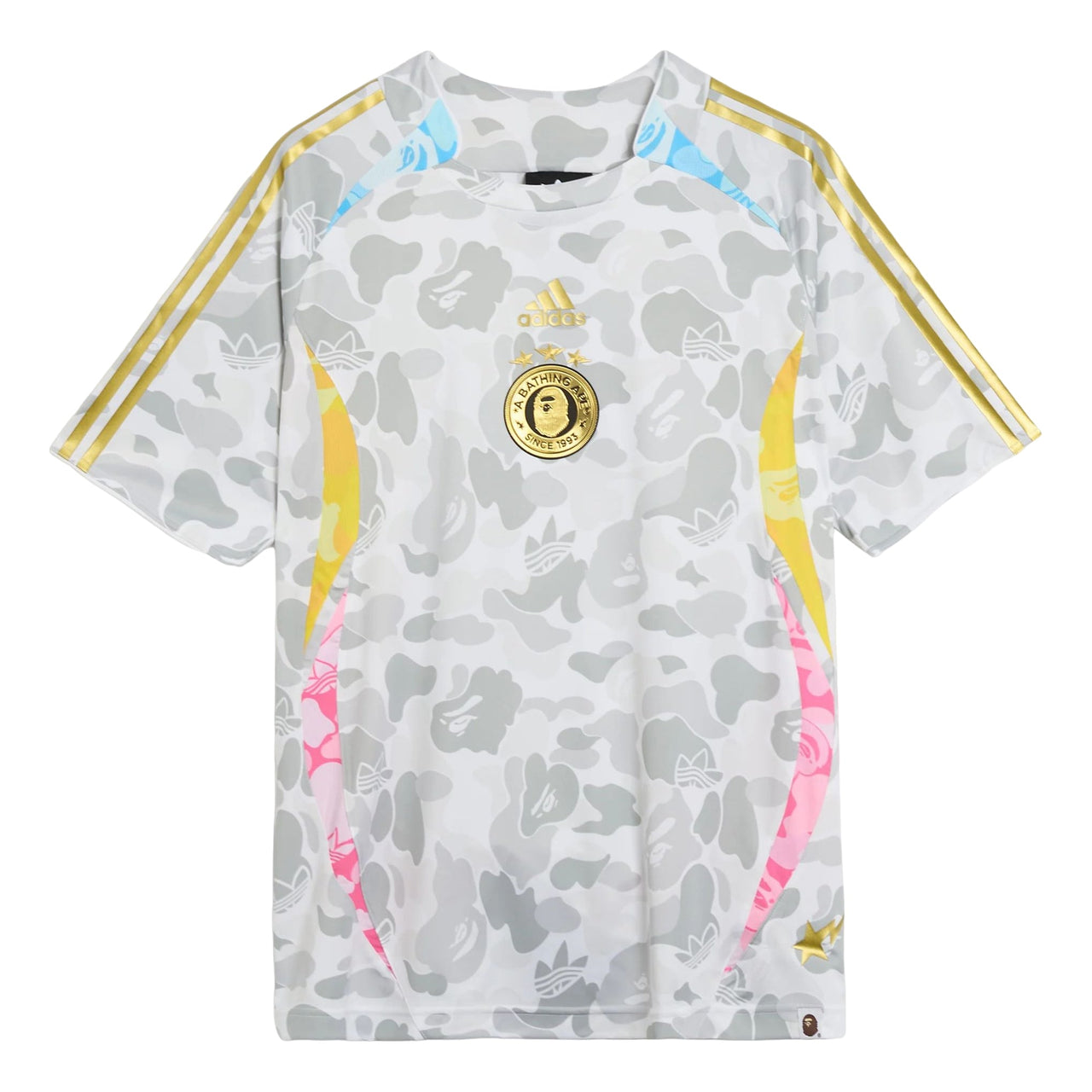 adidas x BAPE Teamgeist T-Shirt Asia Sizing 'White Grey Multi Color' KU5996