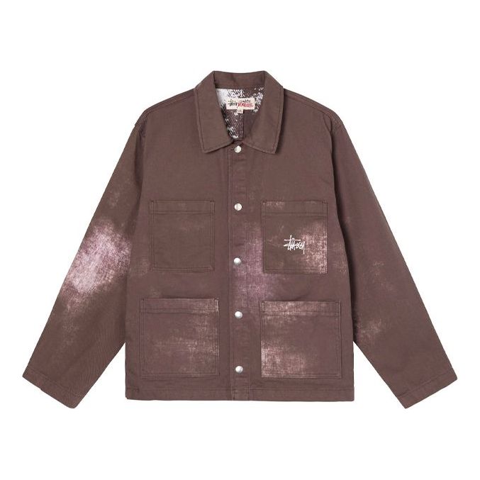 Stussy White Long Sleeves Jacket Unisex Brown 115575