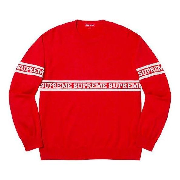 Supreme Logo Stripe Knit Top 'Red' SUP-FW19-788