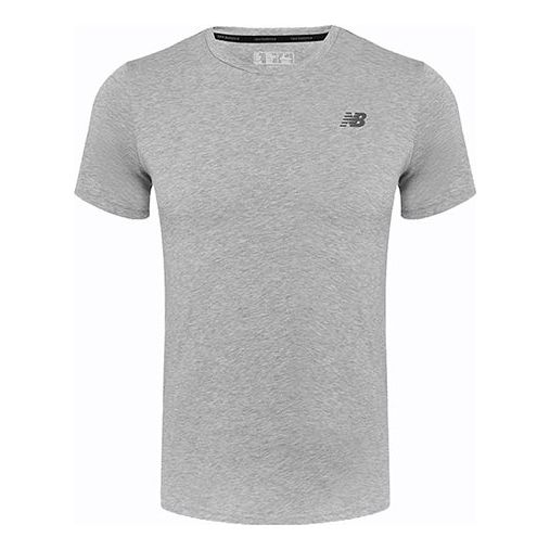 New Balance Knit Tops Round Neck Breathable Sweat-Wicking Short Sleeve Gray AMT73080-AG