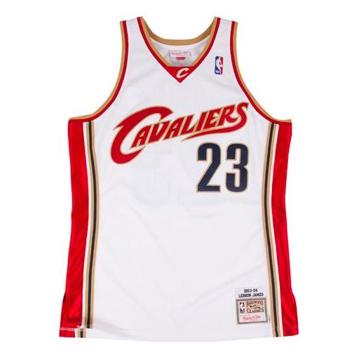 قميص Mitchell & Ness NBA الأصلي "كليفلاند كافالييرز - ليبرون جيمس 2003/04" AJY4CP19125-CCAWHIT03LJA