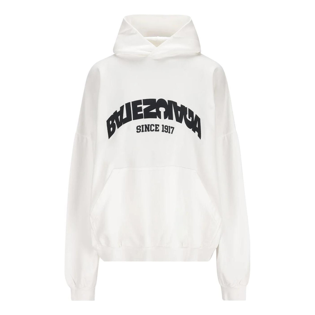 Balenciaga Back Flip Round Hoodie Oversized 'White Black' 761458TPVG19040