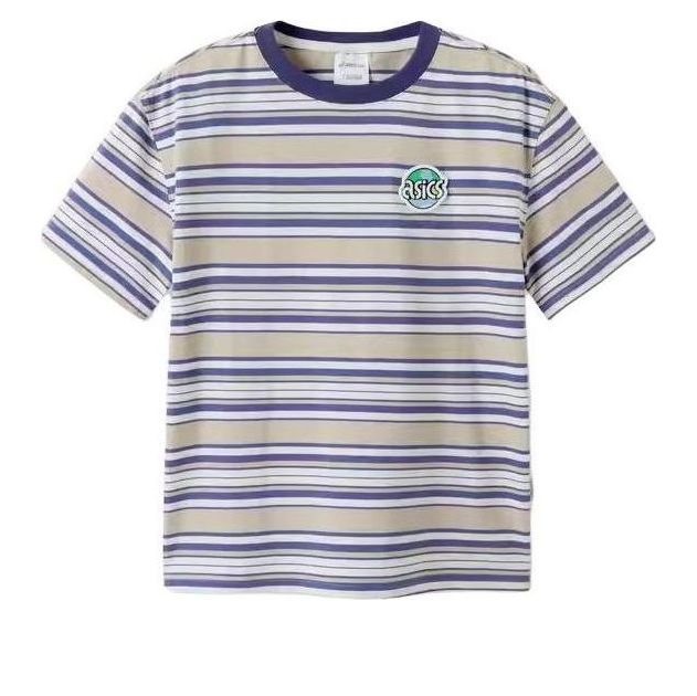 (GS) ASICS Stripe T-shirt 'Beige Blue' 332241173018
