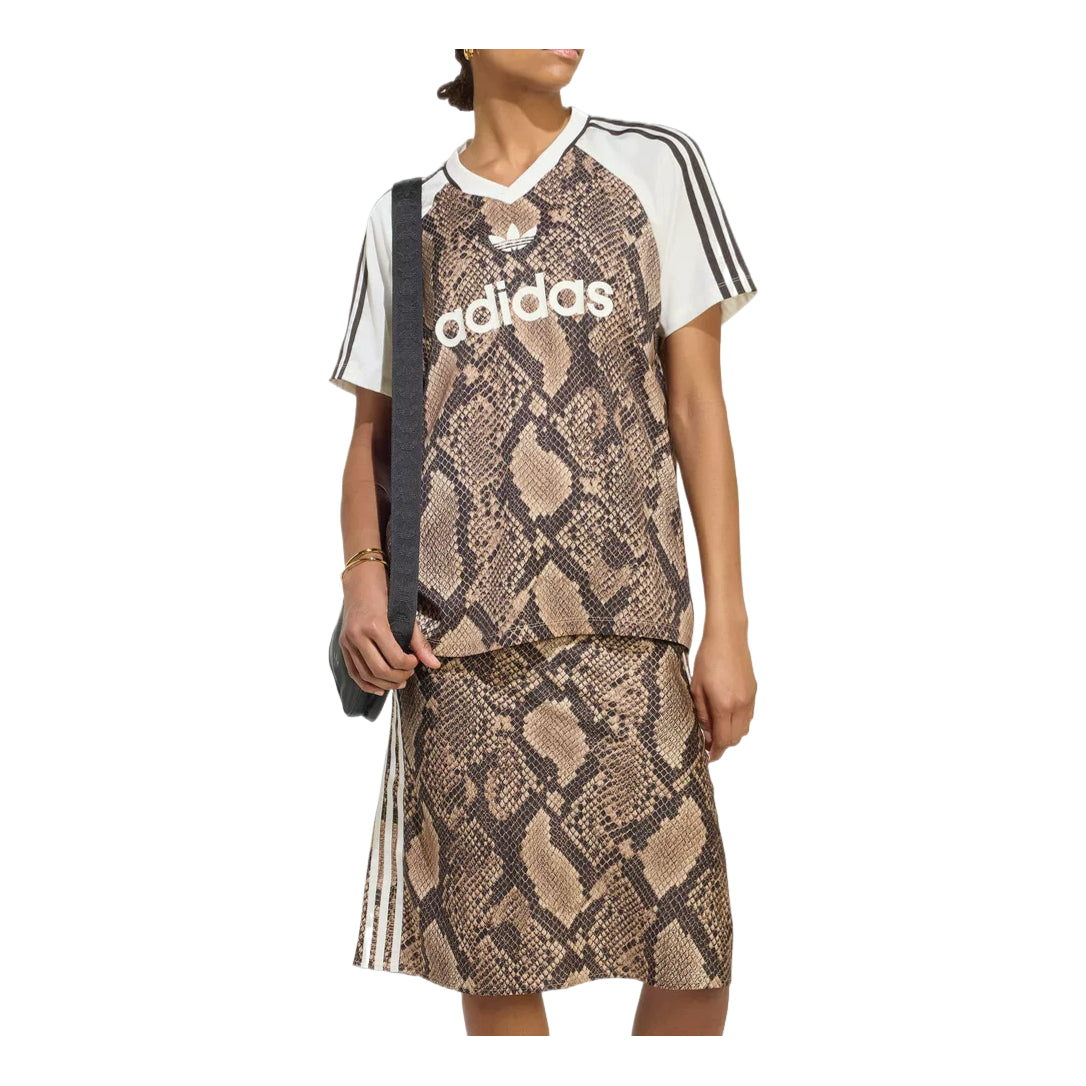 (WMNS) adidas Snake Print Satin Jersey Asia Sizing 'Linen Magic Beige' KX1897