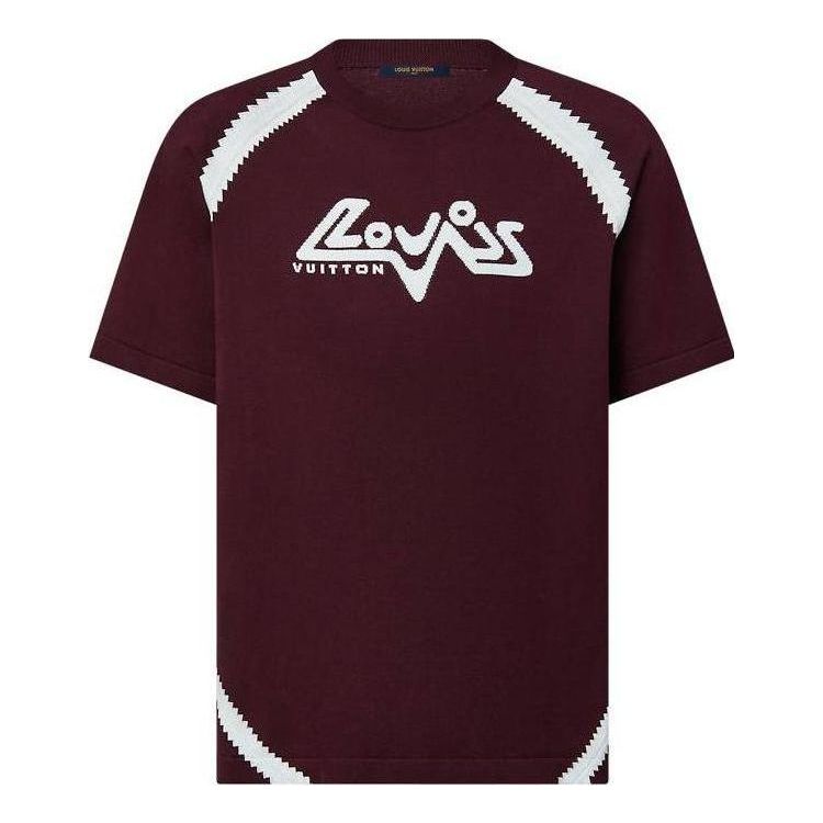 LOUIS VUITTON Cotton Intarsia Crewneck T-shirt 'Plum Red' 1ABXXB