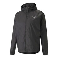 PUMA Solid Color Logo Athleisure Casual Sports Woven Hooded Jacket Black 521684-01
