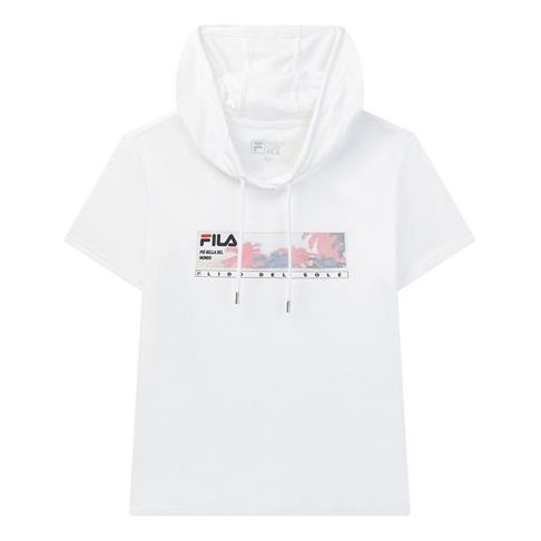 (WMNS) FILALogo Printing hooded Pullover Short Sleeve White F11W028135F-WT