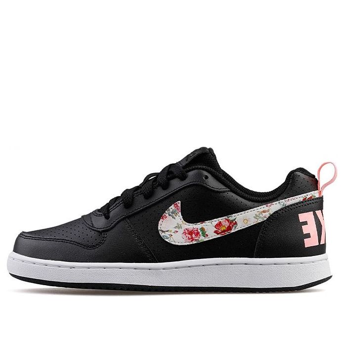(GS) Nike Court Borough Low VF 'Floral Swoosh - Black' BQ7031-001