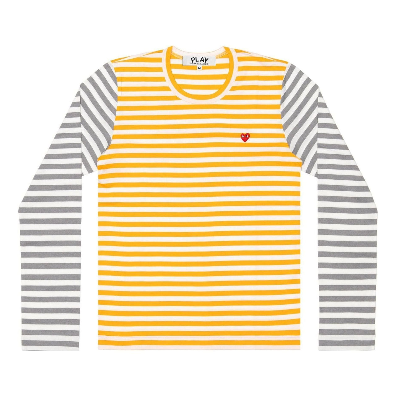 (WMNS) COMME des GARCONS PLAY L/S Bi-Colour Striped Small Emblem T-Shirt 'Yellow Grey' AZ-T317-051-2