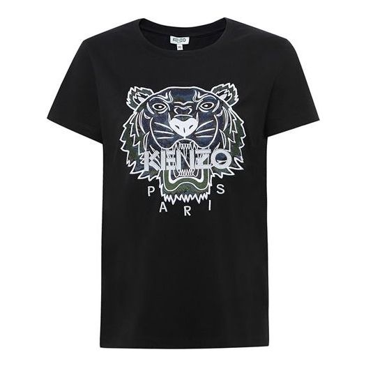 KENZO Embroidered Tiger Head Short Sleeve Black T-Shirt F762TS8494YG-99